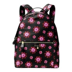 MICHAEL KORS Black Ultra Pink Ruby Jewel Floral Large KELSEY NYLON
BACKPACK